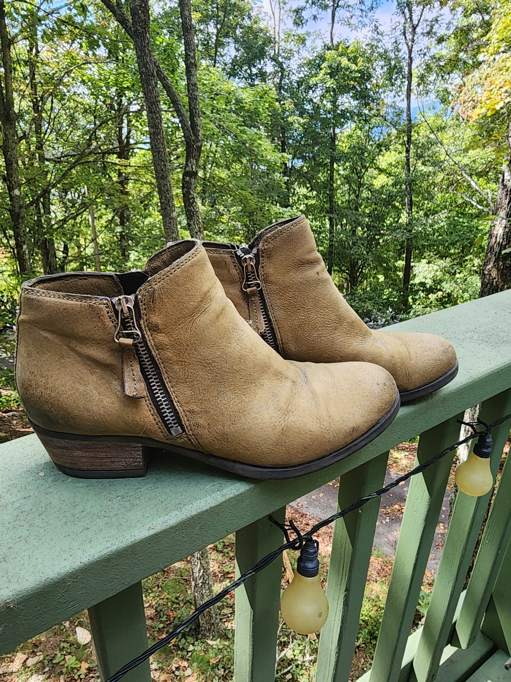 Miz Mooz Taupe Leather Side-Zip Ankle Booties